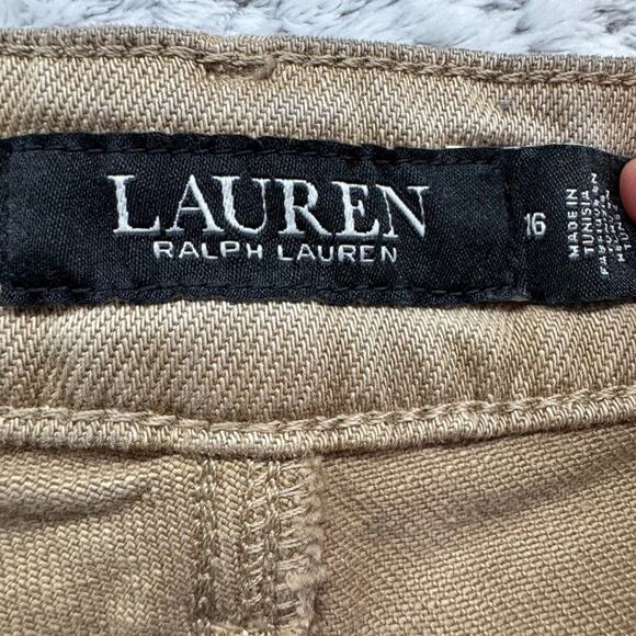 Lauren Ralph Lauren Jeans Women 16 Beige Denim High Rise Slim Straight Western - Picture 2 of 16